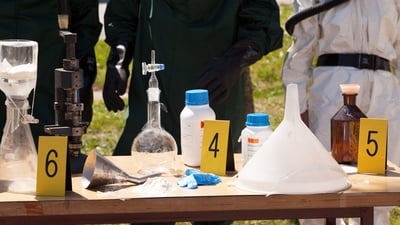 drug-cleanup with yellow number cards on table
