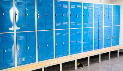 blue school lockers